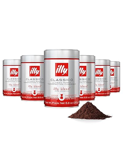 Miniatura 20 de illy Café expreso molido, tostado medio Classico, 100% arábica, café italiano de primera calidad, premolido para máquinas de espresso, 8.8 onzas