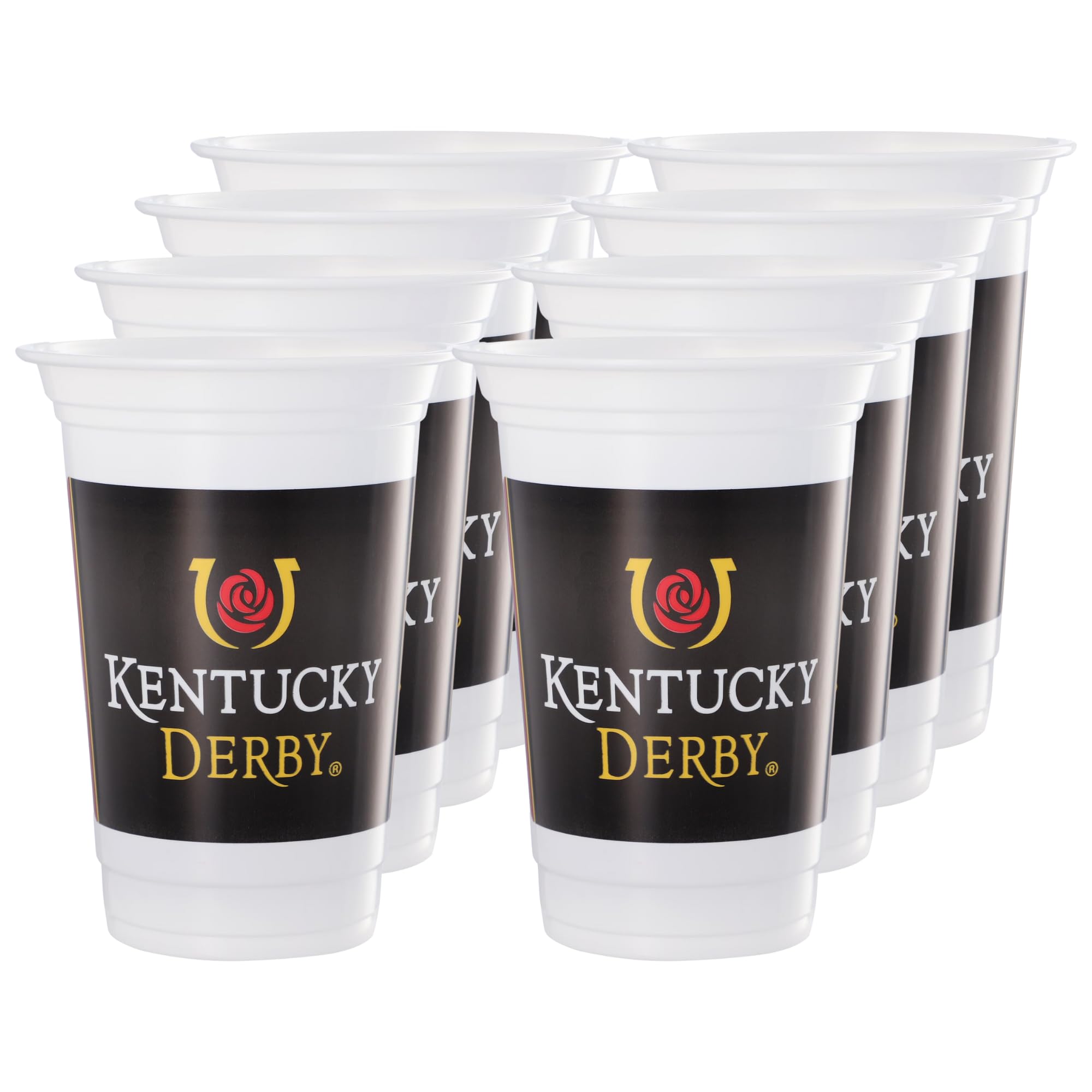 Westrick Kentucky Derby Cups, Officially Licensed Logo Icon - Lightweight Plastic, Pack of 8, 16 oz each