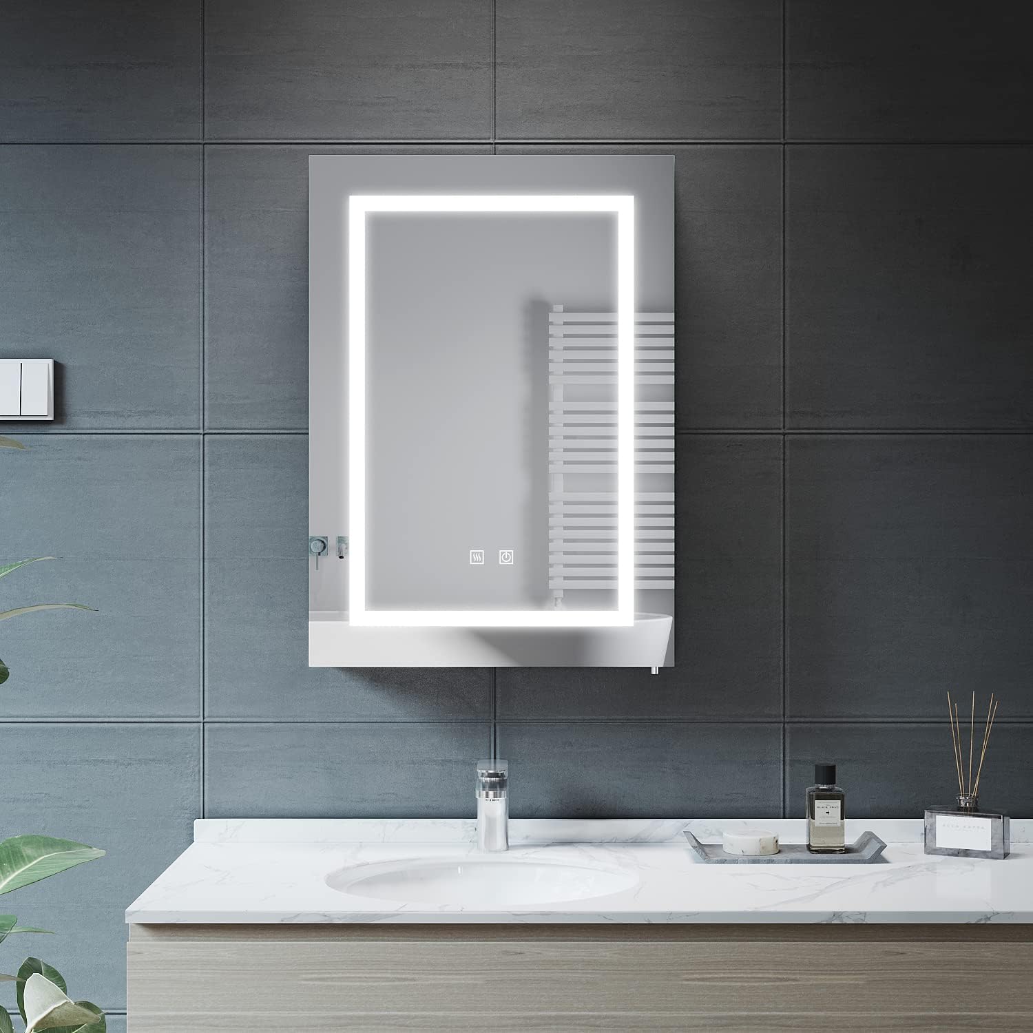 ELEGANT LED Illuminated Bathroom Mirror with Shaver Socket 500