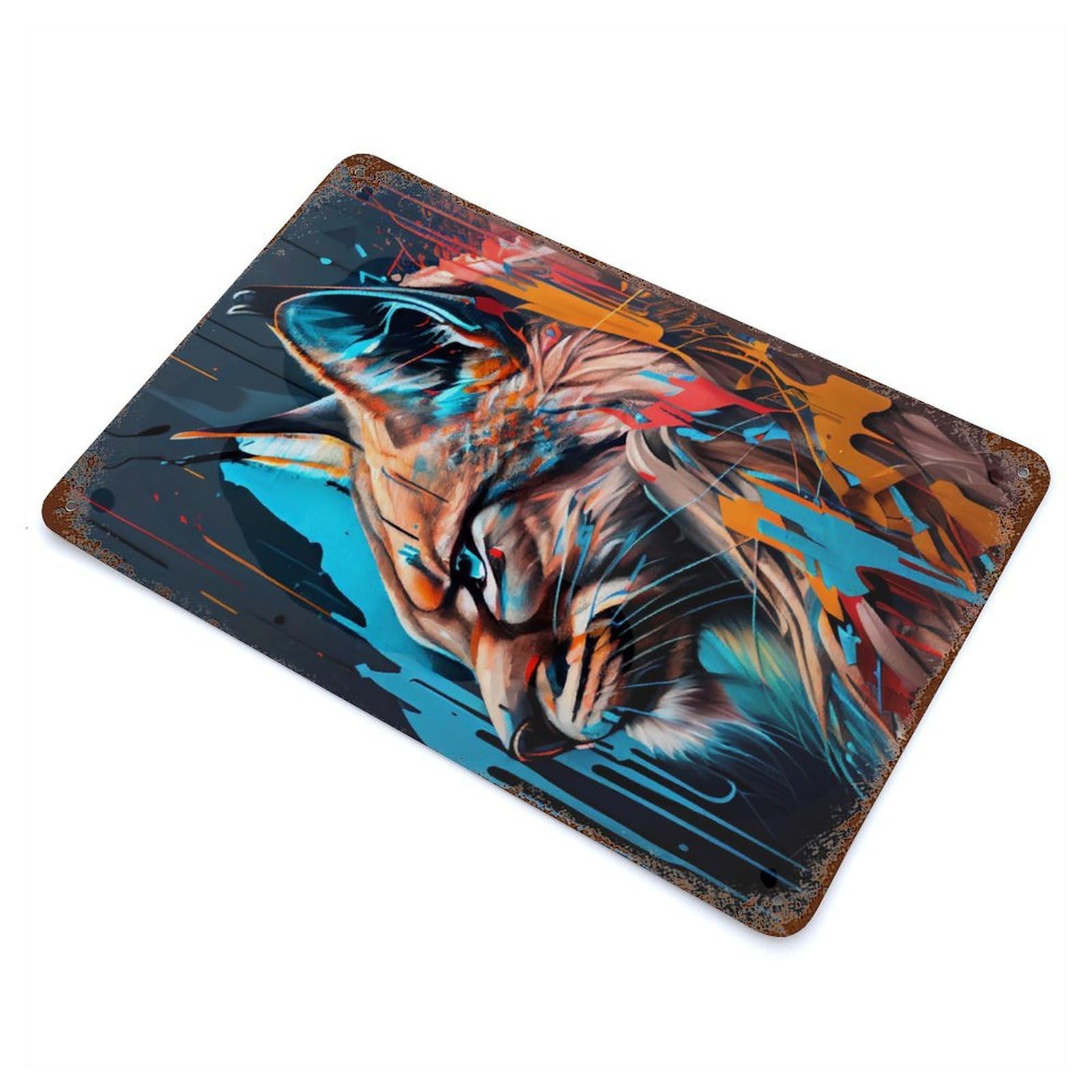 LYNX Panorama Set Left 1 11.8"x7.9" Rusty Metal Tin Sign, Novelty Wall Decor for Cafe, Home Bar And Lounge Decor
