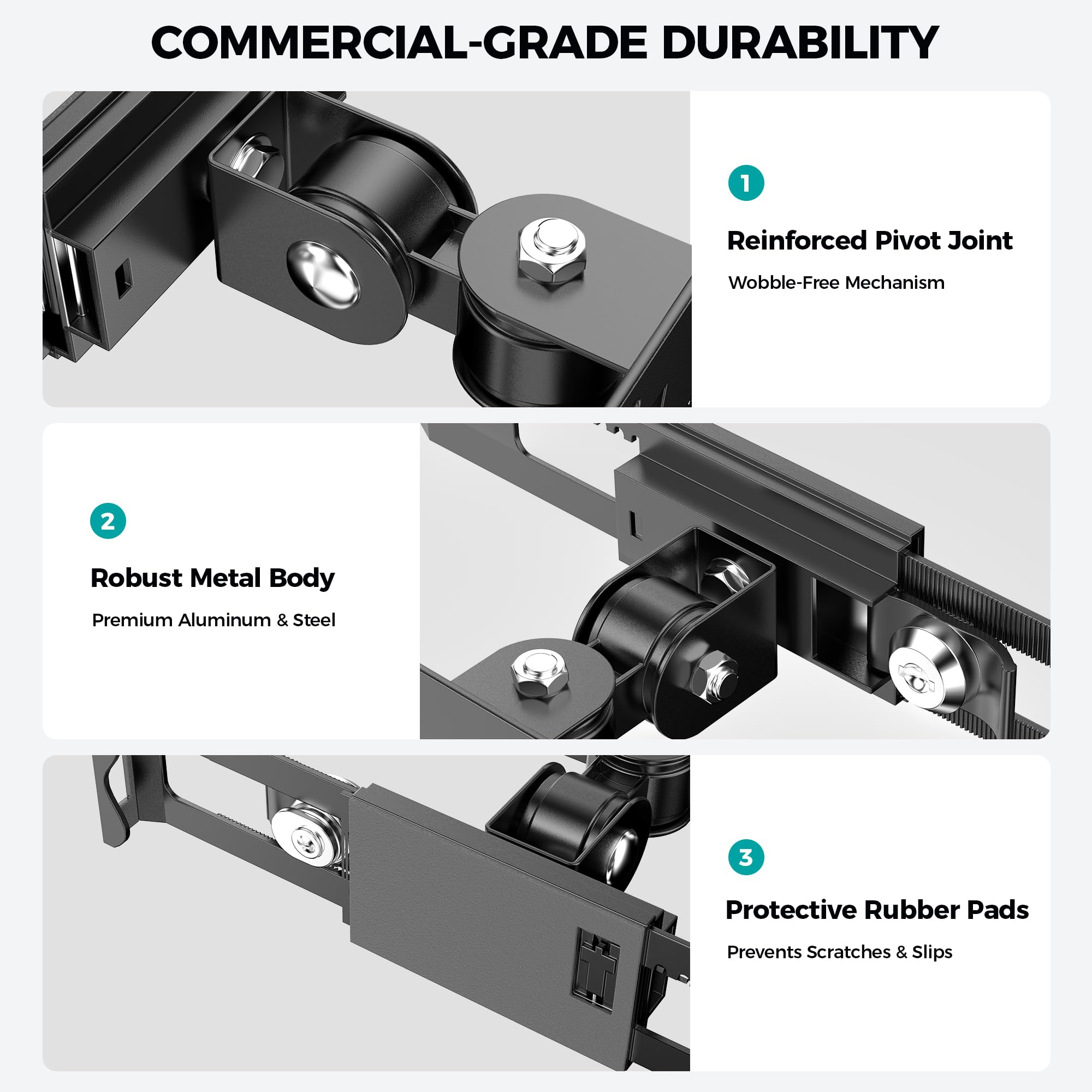 Soporte De Pared Antirrobo Para Tablet Con Cerradura, BUSIVYTA Soporte Comercial Articulado Para iPad Kiosco POS, 360° Rotación Giratorio Inclinación Para 7-14" iPad Pro Air Galaxy Tab, Negro