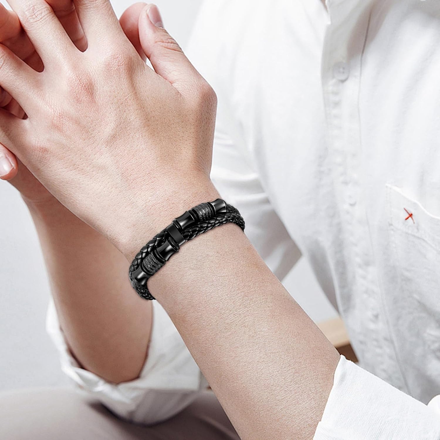 Leather Bracelet Gifts For Son/Husband/Men,To My Son/Husband/Men Bracelet With Stainless Steel Adjustable Clasp,Men's Jewelry For Christmas Birthday Gifts - Image 3