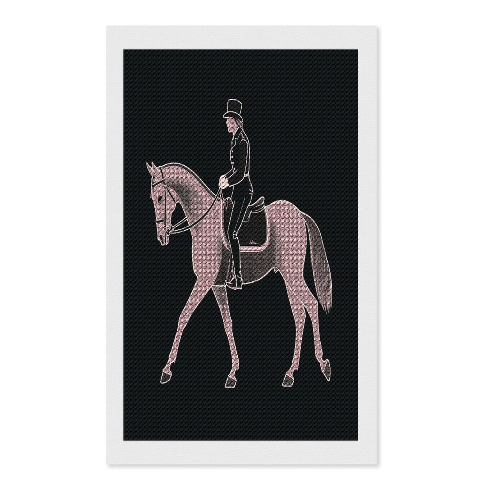 FekiLoot Dressage Dressage Rider Horse Diamond Art Kits for Adults Diamond Painting Kits for Beginners DIY Diamond Art Kits Round Full Drill Diamond Dot Gem Painting for Home Wall Decor Gift 12"x20"