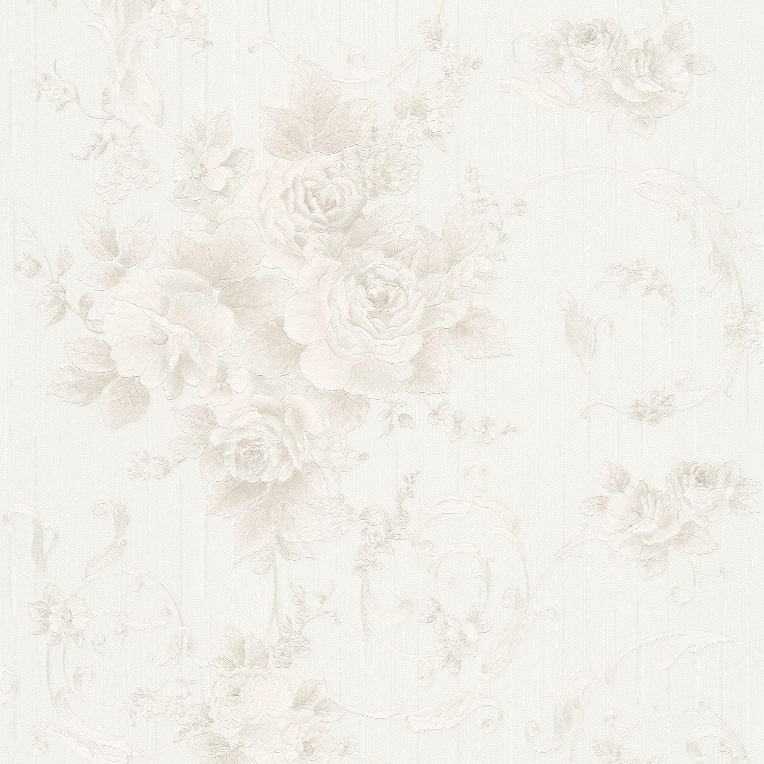 Papier peint floral haut de gamme Profhome mat gris bronze intissé texturé
