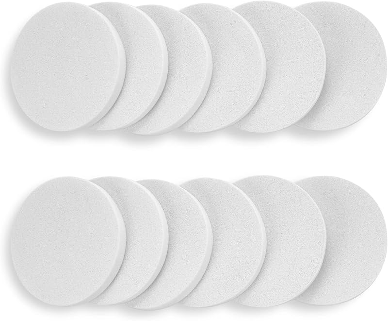 Molain Juego de esponjas redondas, 12 piezas, 2,2 pulgadas, esponjas faciales blancas, aplicador de esponjas de espuma para base líquida, maquillaje, cosmético, limpiador facial