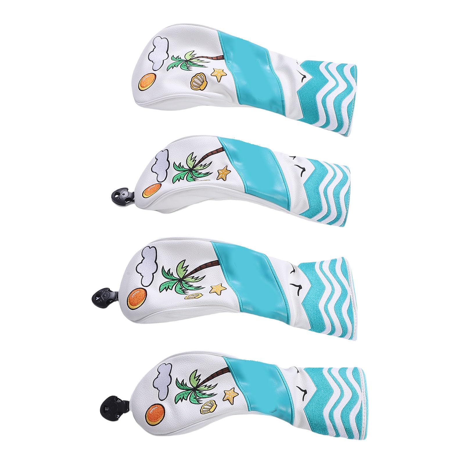 Naroote Putter-Abdeckung, 4-teiliges Golfschlägerkopf-Abdeckungs-Set mit Plüschfutter und PU-Leder, Golf-Abdeckung, Schmutzabweisend, Sonnenfest, Ideal für Golf-Putter-Hölzer-Hybride