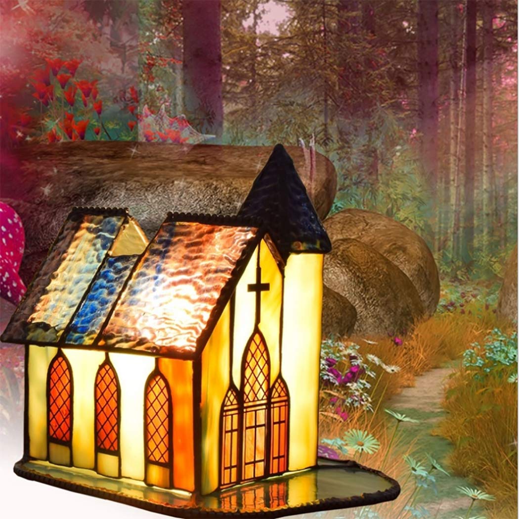 Amazon.co.jp : ランプ教会ステンドグラスシェードナイトライト