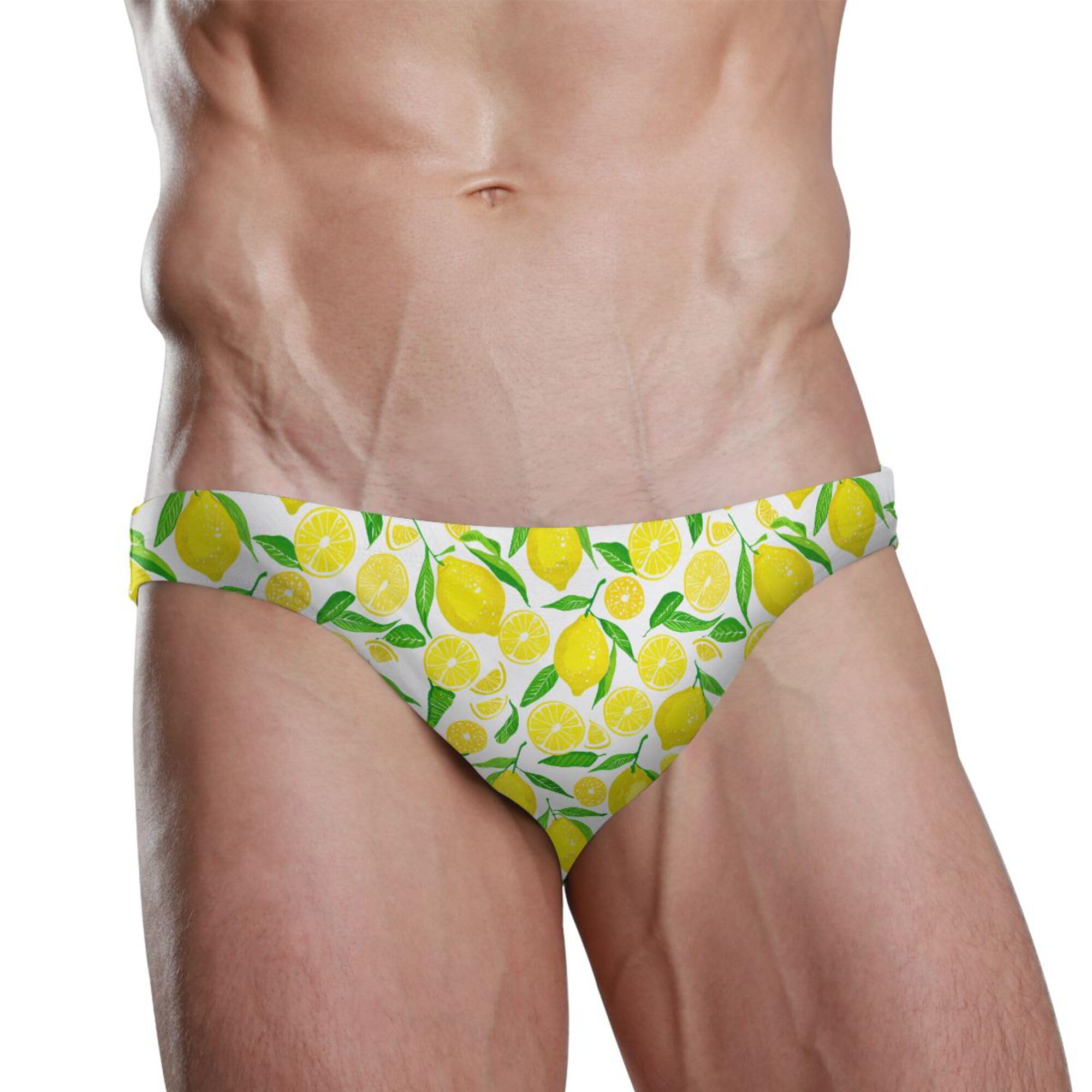 Mens Swim Briefs Lemon Fruit Summer Swimwear Bikini Swimsuit XL B0405079