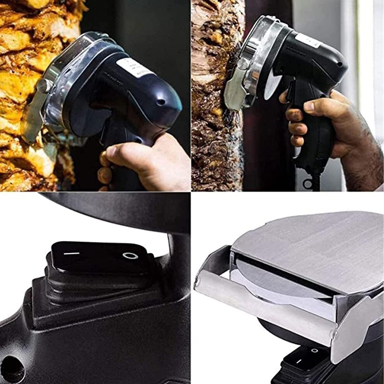 Electric Barbecue Automatic Doner Kebab Knife,Electric Kebab Slicer with 2 Blades Cutting Turkish Kebab Slicer, Meat Cutting Machine,Wired