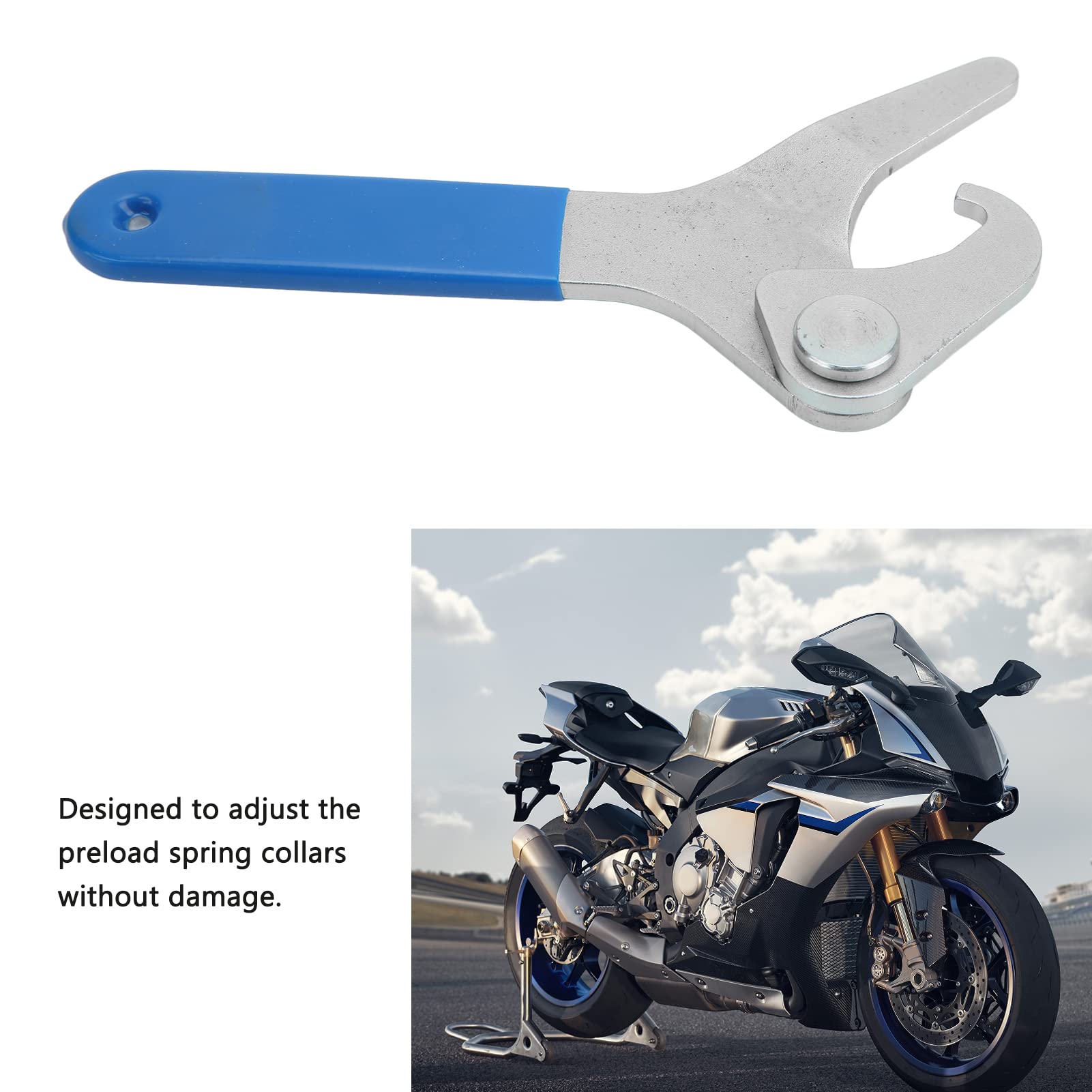 Llave de Choque de Ajuste, Llave Inglesa Universal para Motocicleta | con Diseño de Mandíbula con Gancho, Herramienta de Precarga para Collares de Resorte de 35 mm a 75 Mm/1,4 3,0 P