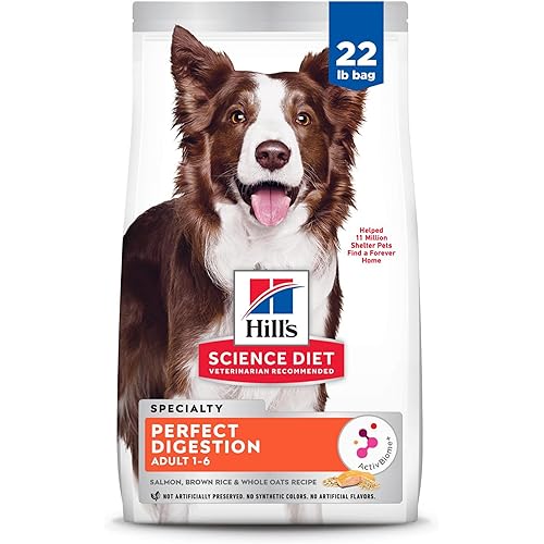 Hill's Science Diet Perfect Digestion, Adult 1-6, Digestive Support, Dry Dog Food, Salmon, Brown Rice, & Whole Oats, 22 lb Bag