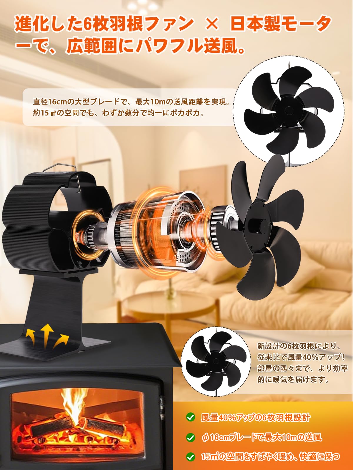 Caframo Ecofan ULTRA AIR ストーブファン 電源不要 薪スト派も灯油派