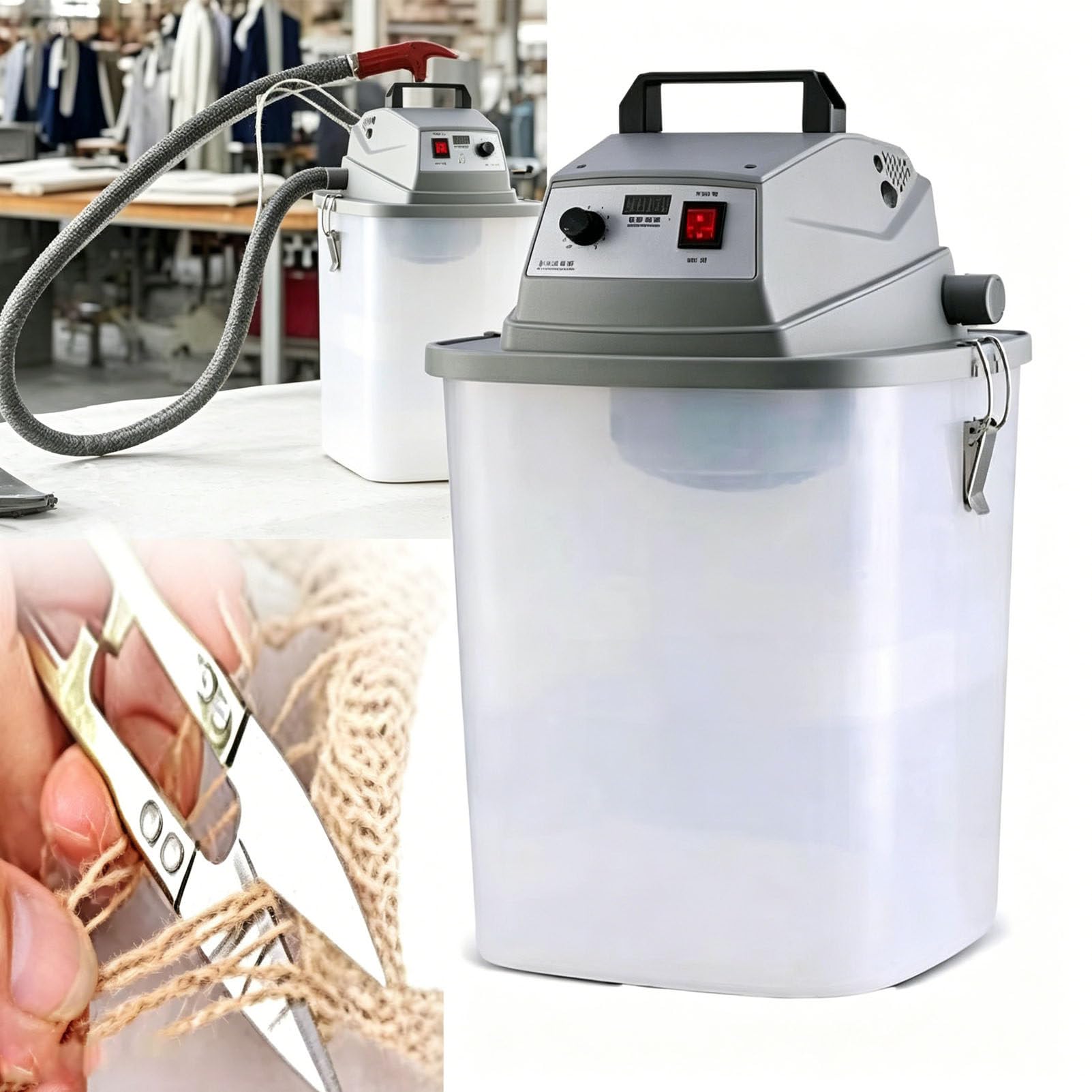 Ozcnykt Multicolor Brushless High Speed Thread Trimmer Machine,450W Stepless Speed Control Suction Thread Cutter,30L Bucket, For Jeans T-Shirt Knitwear Garment Factory Finishing