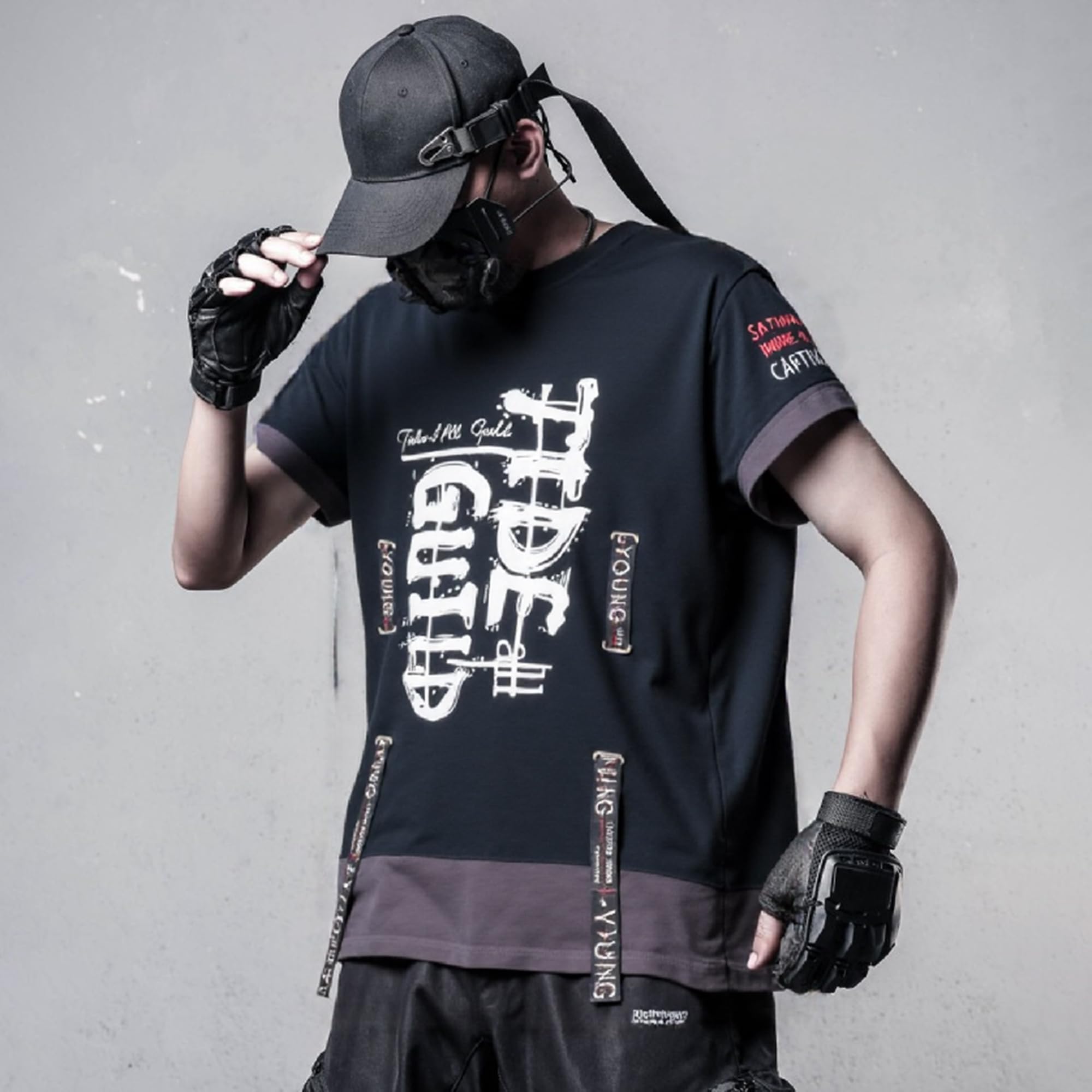 XYXIONGMAO Techwear Shirt Japanische Streetwear Hip Hop Shirts Herren Grafik T Alphabet Design Workwear Gothic Hoodie