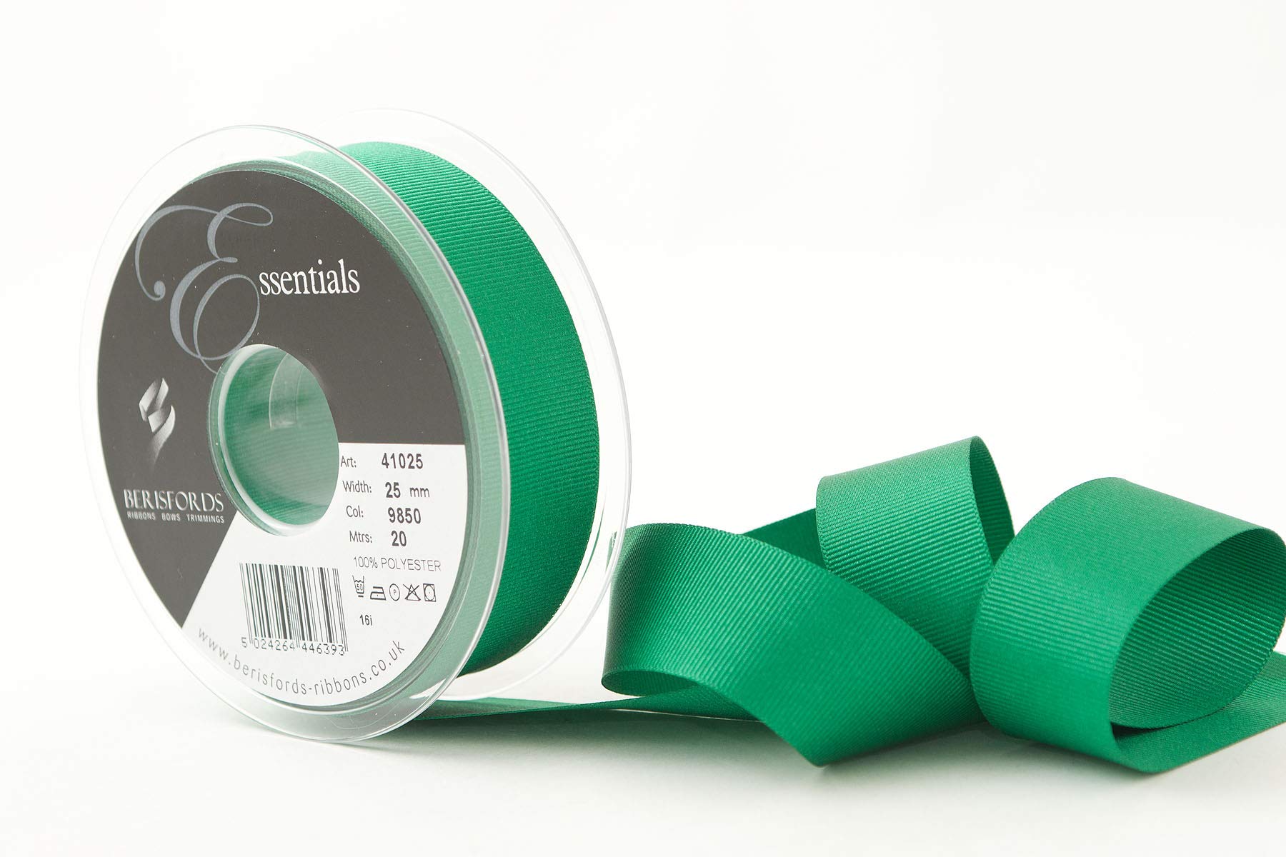Berisfords Grosgrain, Polyester, Emerald, 10.4 x 10.4 x 2.9 cm, 25mm