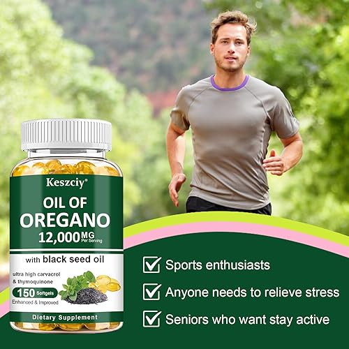 Miniatura 4 de 150 cápsulas blandas de aceite de orégano con aceite de semilla negra, suplemento de orégano 2 en 1 para la salud inmunológica, conserva carvacrol y