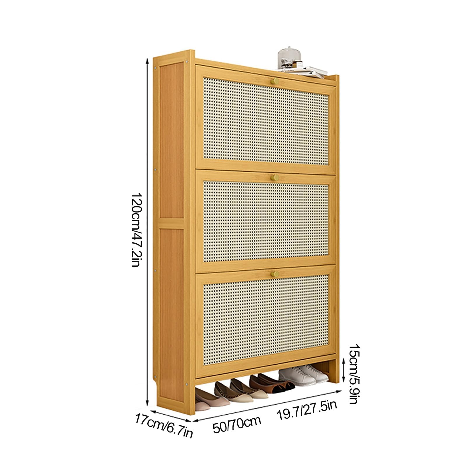 Mobiletto Moderno per Scarpe in Legno con Design Sottile e Ante, portascarpe Indipendente, per Ingresso e corridoio, Soluzione di archiviazione Nascosta per Le Scarpe