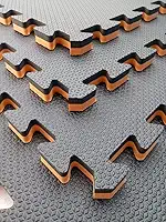 Kit com 6 Tatames Dupla Face Laranja com Preto 50x50x2cm