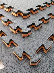 Kit com 6 Tatames Dupla Face Laranja com Preto 50x50x2cm