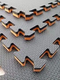 Kit com 6 Tatames Dupla Face Laranja com Preto 50x50x2cm