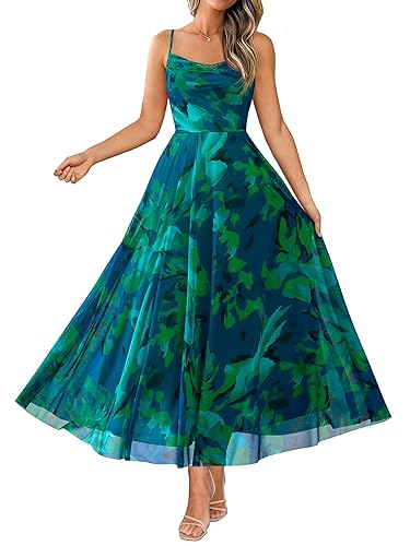 BTFBM Women Summer Floral Maxi Dresses Elegant Spaghetti Strap Dress