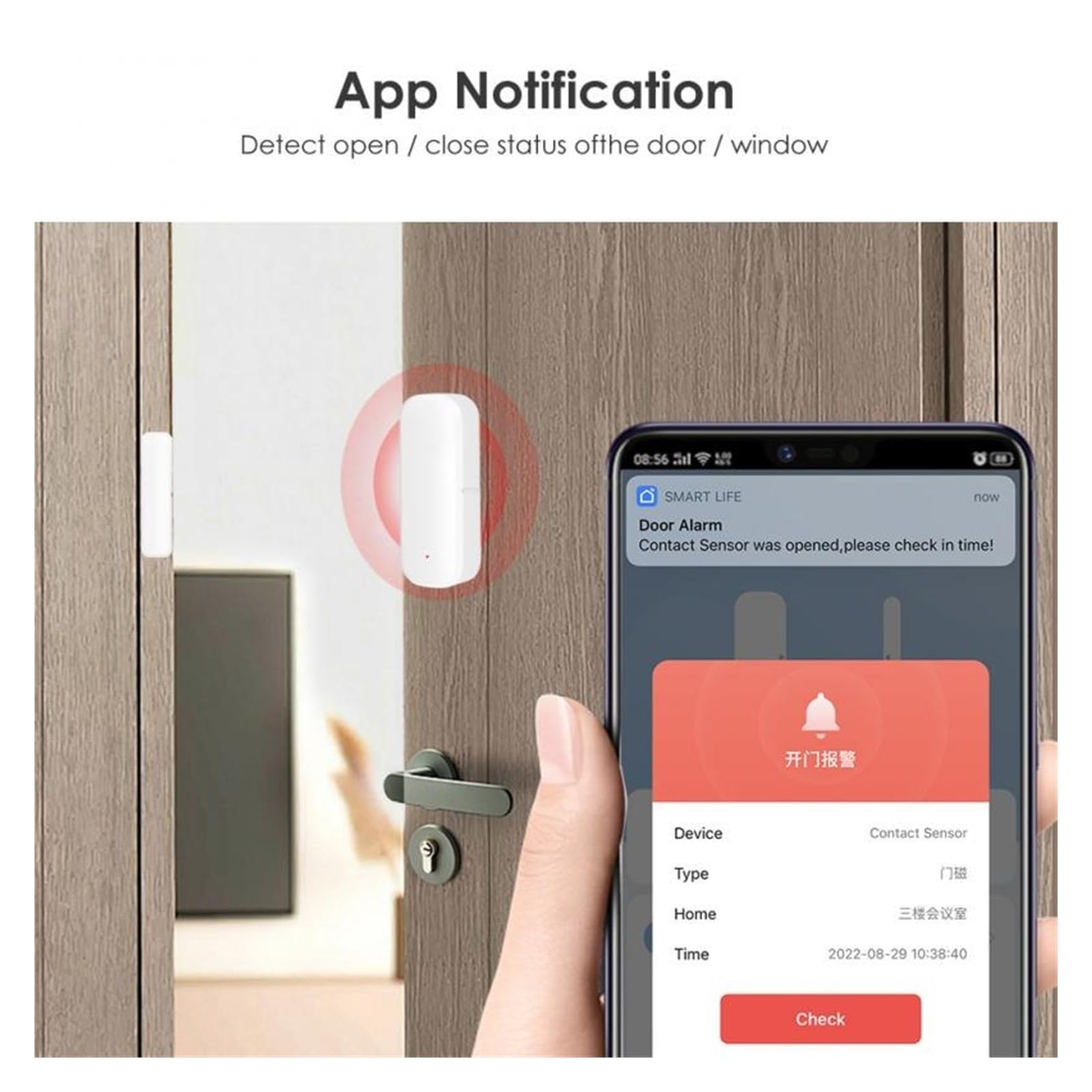 Alarmas De Puerta, Tuya-Sensor de puerta inteligente con WiFi, detectores abiertos/cerrados de puerta de casa inteligente, Sensor de ventana, vida inteligente, funciona con Alexa Para La Seguridad Del