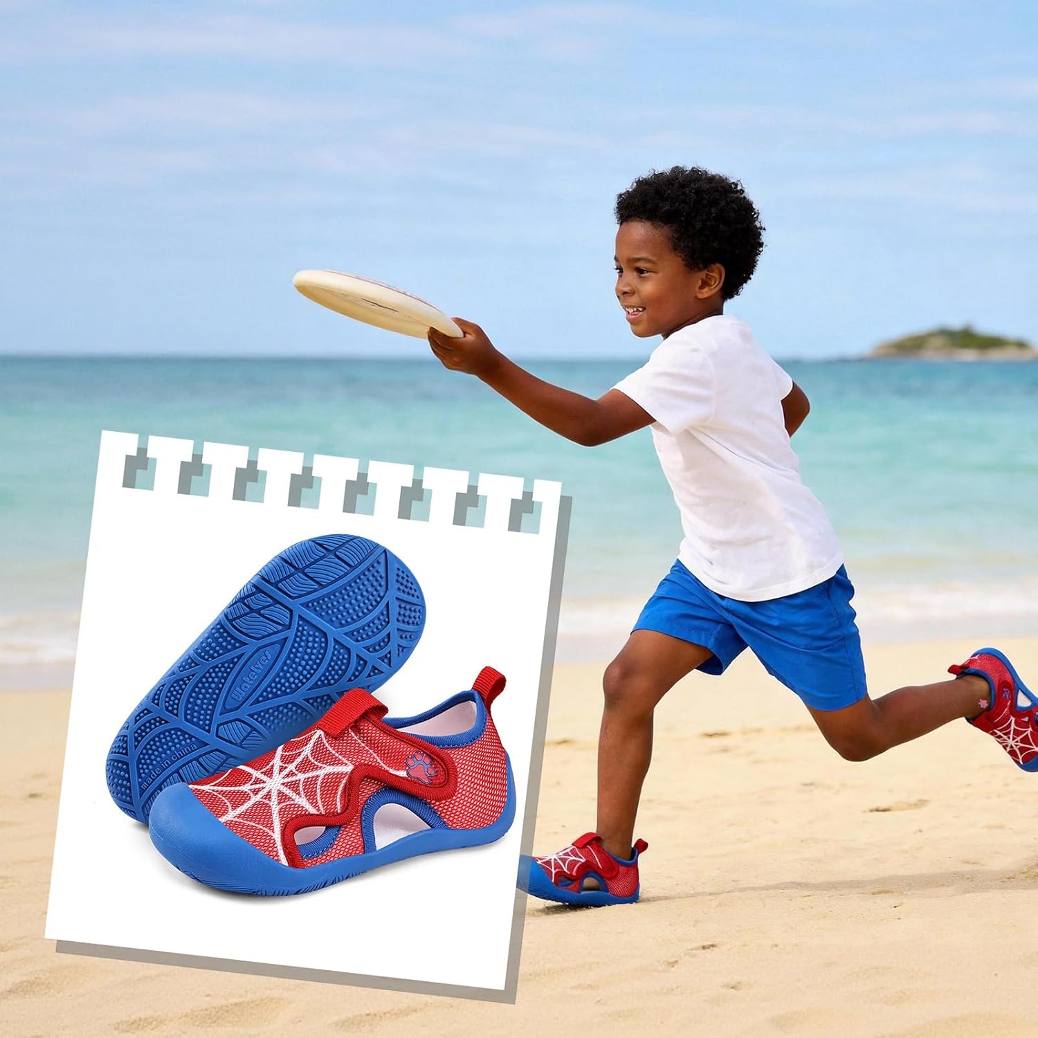 WateLves Toddler Wide Barefoot Water Shoes Kids Quick Dry Beach Shoes Girls Boys Non-Slip Aqua Athletic Sneakers for Hiking Swim Kayak Sport Accessories, Camping Essentials
