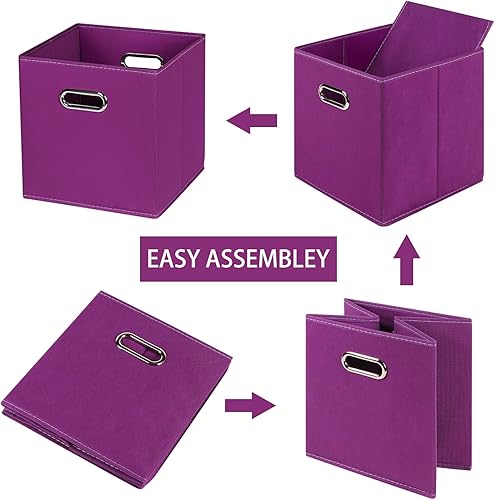 Vista 55 de Contenedores de almacenamiento de tela de tela, organizador de cubos de tela con asas dobles, cestas de almacenamiento plegables para el hogar