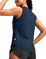 SANTINY Women's Sleeveless Workout Tank Tops - Breathable Lightweight Running Yoga Athletic Shirts with Reflective Dots