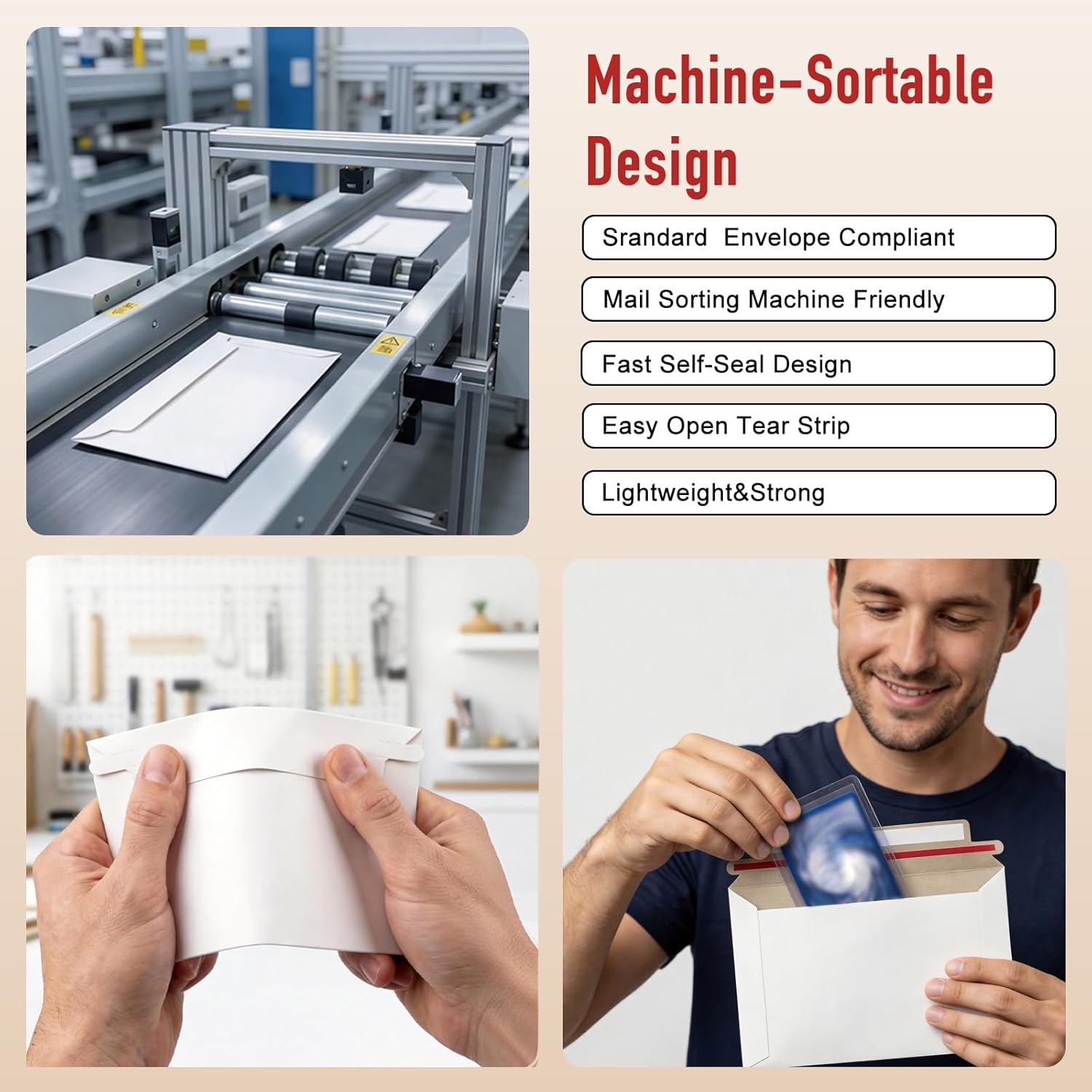 100 Pack Mailer Trading Card Envelopes, 7" x 4.35" Trading Card Mailers for Shipping, Self-Adhesive Rigid Cardboard Mailers for Mailing Semi-Rigid Sleeves, Toploaders and Card Protectors