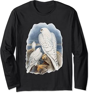 Vintage Greenland Falcon Birds Illustration For Men & Women Long Sleeve T-Shirt