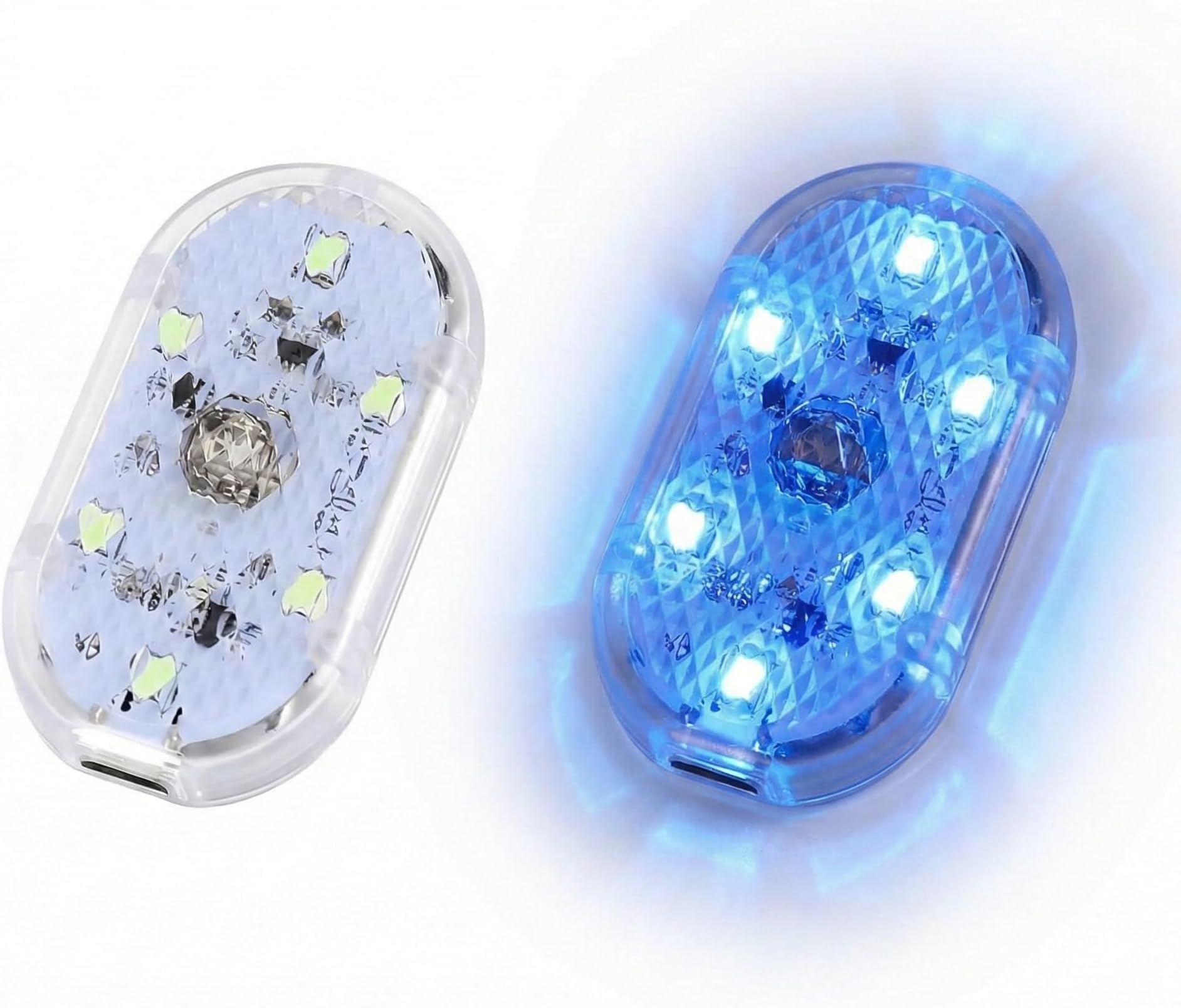 KASTWAVE Car LED Lights, Portable Interior LED Touch Lights with 6 Bright Lamp Beads, USB Rechargeable Emergency Light for Car (Blue Light)