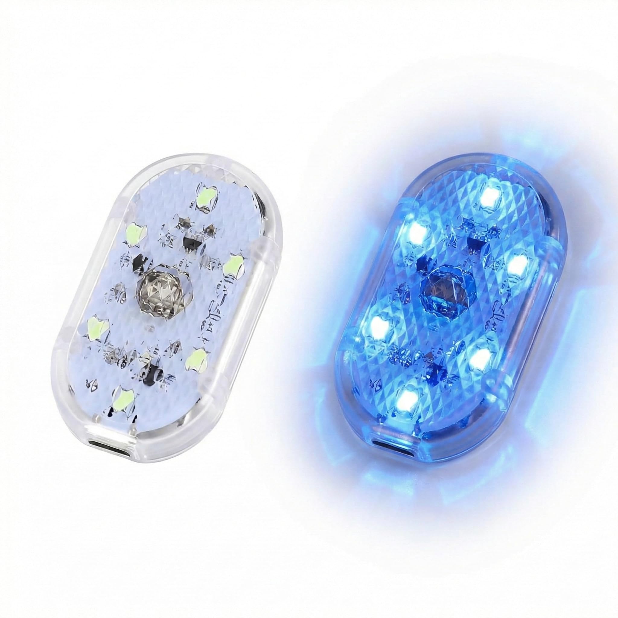 KASTWAVE Car LED Lights, Interior Portable Small Incar LED Touch Lights with 6 Bright LED Lamp Beads, USB Rechargeable Lighting Light Car Emergency Light (Blue Light)