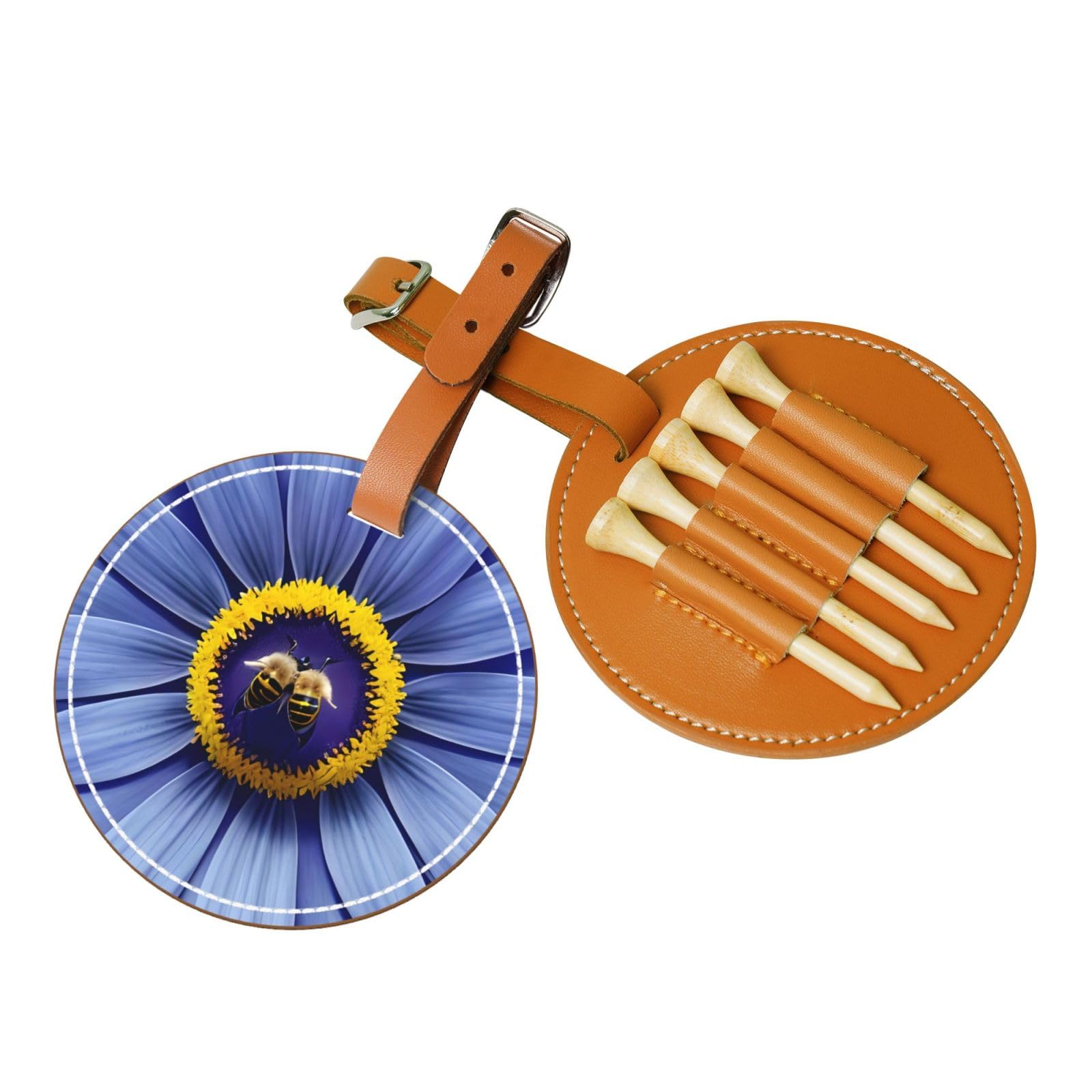 WXXWXD Flower heart bee Printed Golf Tee Storage Bag - Portable Storage, Easily Organize Tees