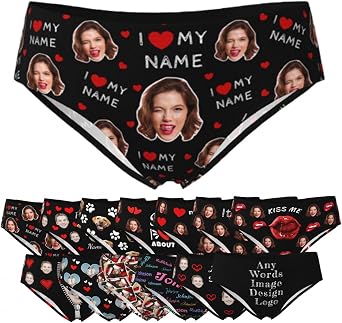 Custom Womens Underwear Personalized Face Bikini Briefs with Photo Low Waist Underwear for Women