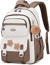 Amythe Mochilas Escolares para Niñas Adolescentes Mochila Infantil Grande para Chicas 10 12 14 años con Colgante de Pompón, Mochila Colegio de Viaje Casual, Apta para Carrito