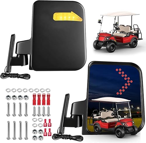 Espejo universal para carrito de golf, espejos laterales para carrito de golf, espejos retrovisores para Club Car EZGO Yamaha UVT AVT Espejos
