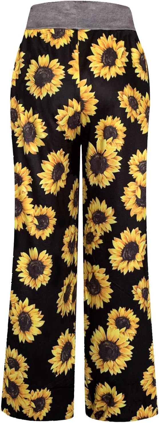 iniber Women's Comfy Pajama Pants Casual Lounge Pant Wide Leg Palazzo Stretch Drawstring Bottoms - Image 3