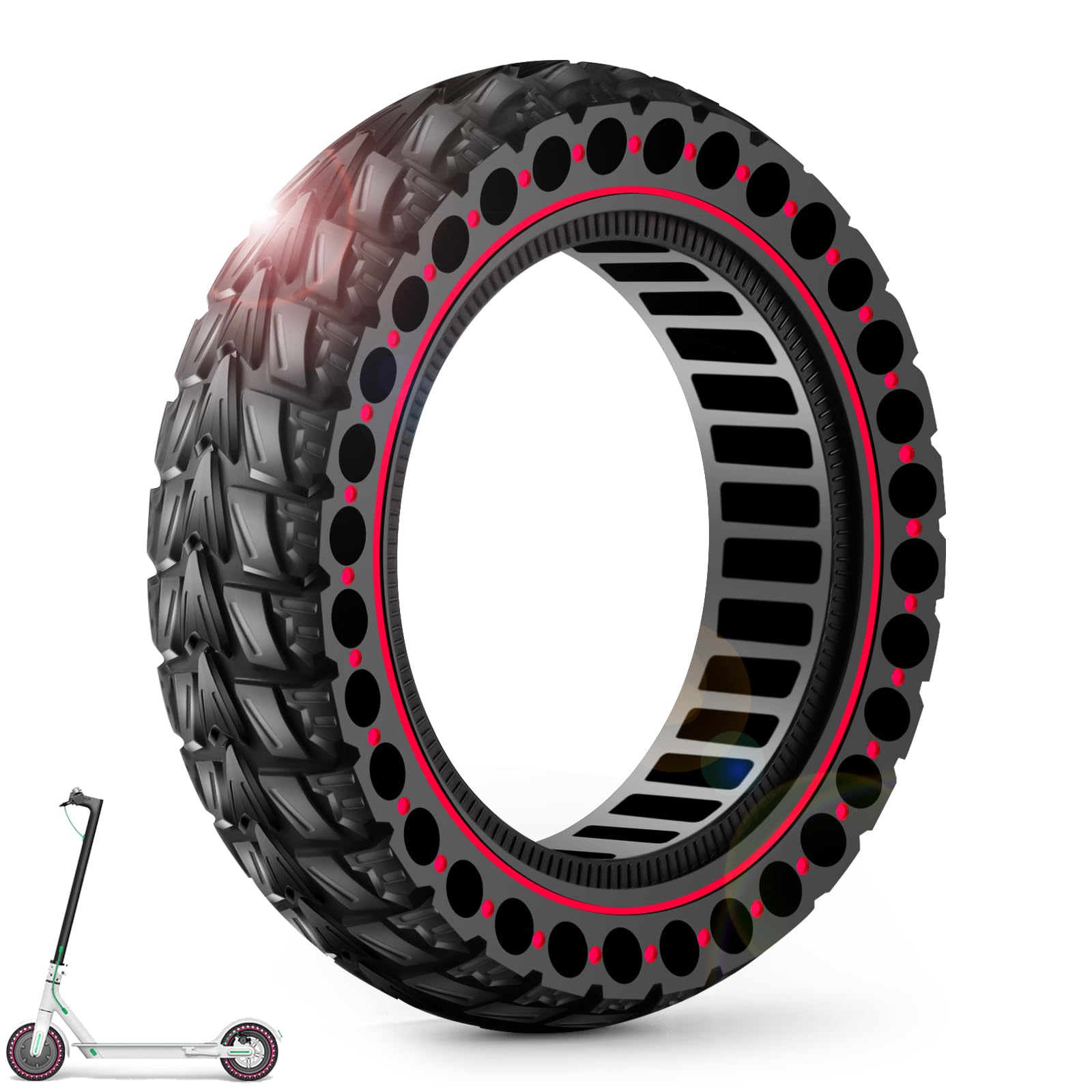BANGTING 1PCS 60/70-6.5 Solid Tyre for Electric Scooter, 10x2.5 inch E Scooter Tyres, 10x2.5-6.5 Replacement Tire Compatible with Segway Ninebot Max G2/G30/G30D/G30E/G30E/G30LP/G30D 2/G30 Max (Red)