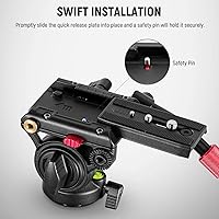 Vista 3 de NEEWER Cabezal de vídeo para trípode fluido con placa de liberación rápida, mango telescópico y base panorámica escalada (⌀55mm), carga máxima