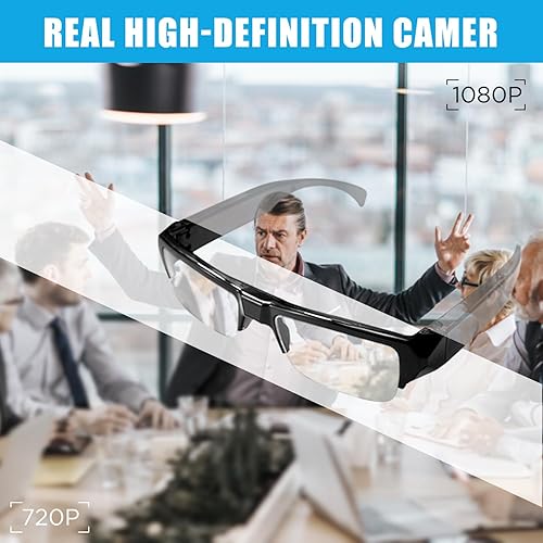 Miniatura 4 de Gafas de cámara de grabación de video, gafas de video HD 1080P, cámara espía, videocámara fotográfica para ciclismo, conducción, viajes, senderismo,