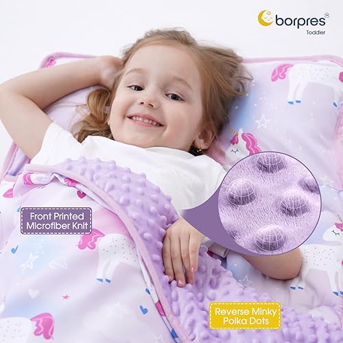 Miniatura 4 de Juego de Colchoneta para Siesta con Almohada y Manta Colchonetas para Dormir para Niños Pequeños - Saco de Dormir Grueso y Grande Enrollable para