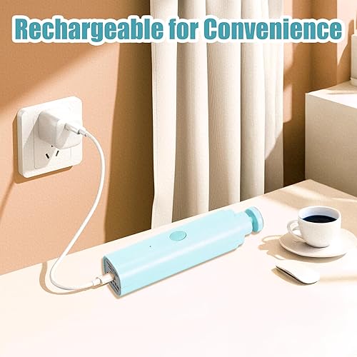 Miniatura 6 de Cortauñas eléctrico para bebé, cortaúñas recargable, juego de manicura con 6 cabezales de molienda para niños pequeños, recién nacidos (azul)