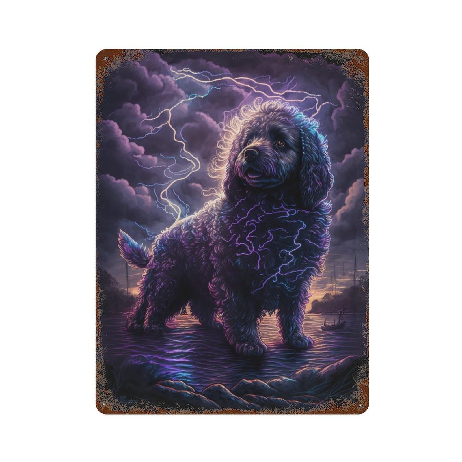 Thundering Poodle Coastal Storm Magic Retro Metal Sign 15.7"x11.8", Shabby Chic Decor for Bistro, Counter And Cafe Decor