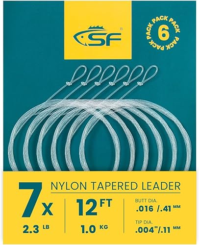 Miniatura 74 de SF Líder Cónico Pre-Atado con Lazo para Pesca con Mosca de Nailon Transparente para Trucha de Agua Dulce y Salada Bonefish Permit Lubina Salmón