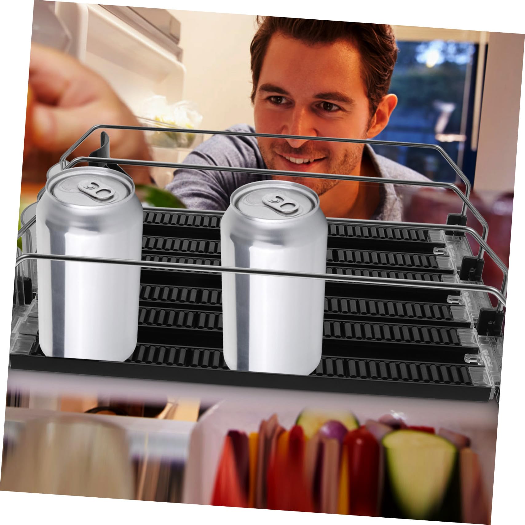 ERINGOGO 3 pièces Organisateur Boissons Réfrigérateur Pousse-canettes Automatique Résistant pour Bouteilles et Boissons Canettes