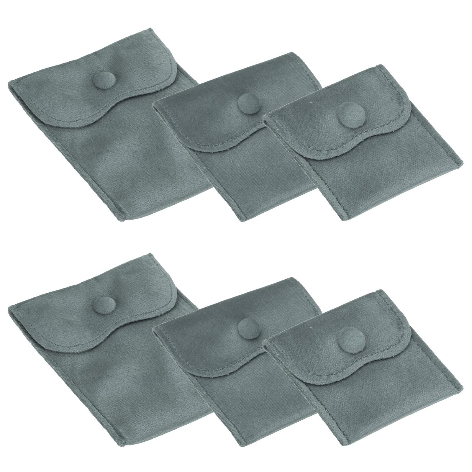 Pochette à bijoux en velours PATIKIL grise avec bouton pour montre et bague x6
