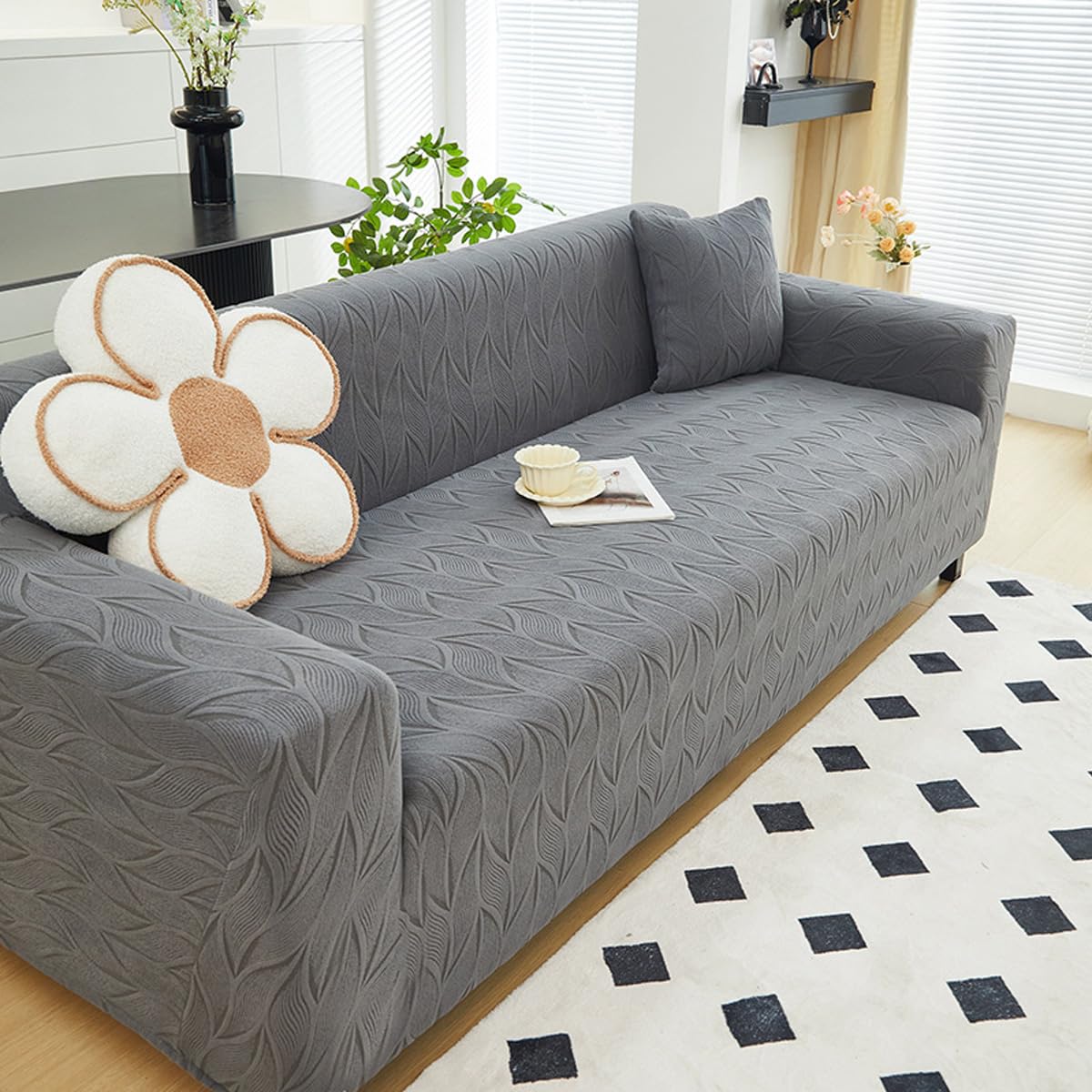 Housse de canapé extensible 5 places tissu élastique 310-350 cm B