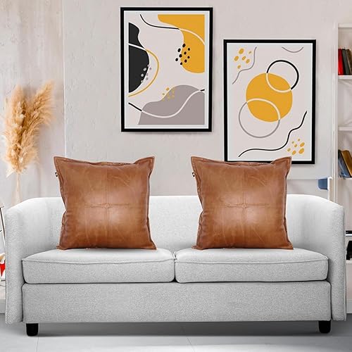 Miniatura 9 de Funda de almohada de cuero de cordero 100% cuero de cordero  Funda de cojín para sofá  Fundas decorativas para sala de estar y dormitorio