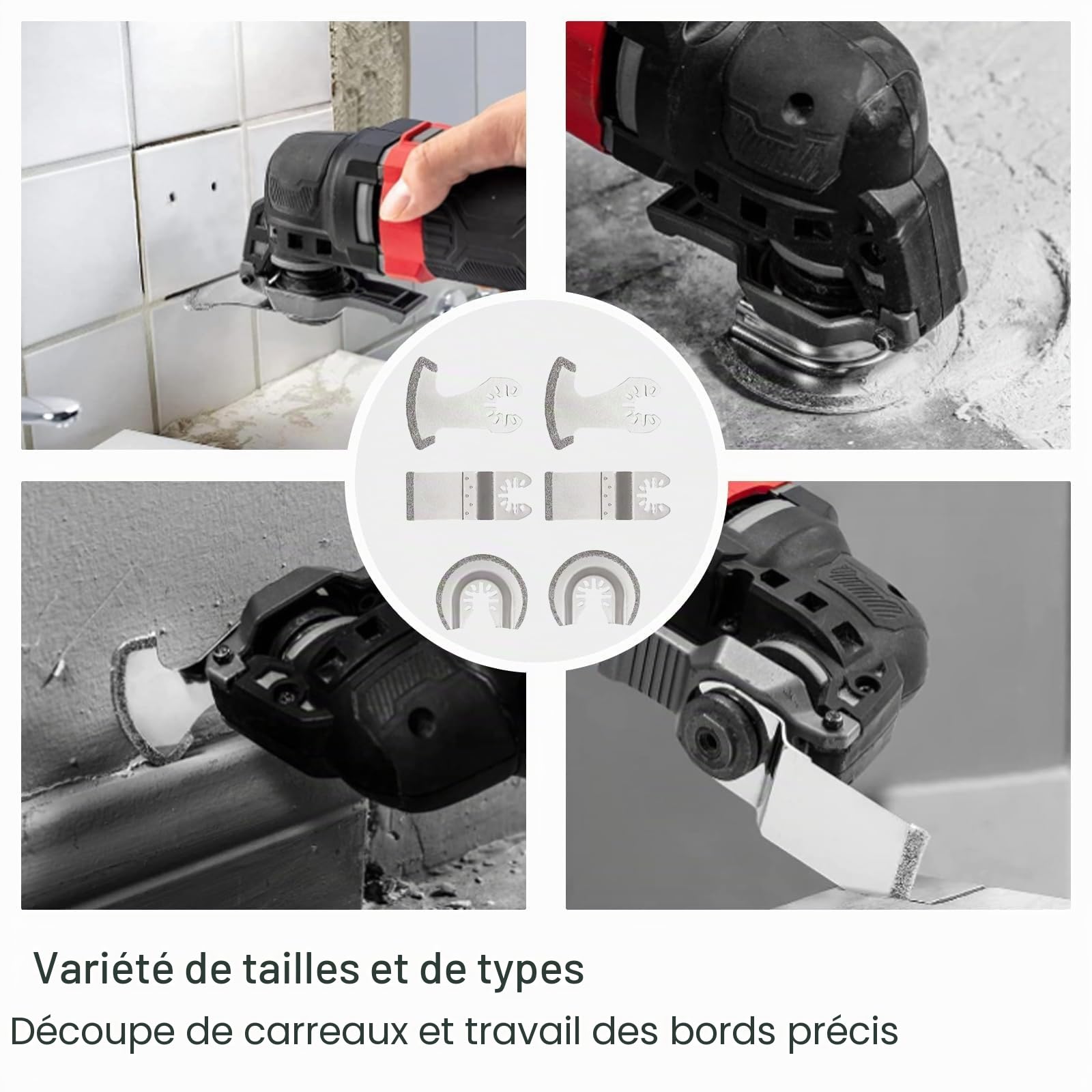 NIYATA Lot de 6 lames diamantées pour outil multifonction, lame oscillante pour outil multifonction de retrait de coulis, lame de retrait de coulis diamantée, lame multifonction pour maçonnerie pour